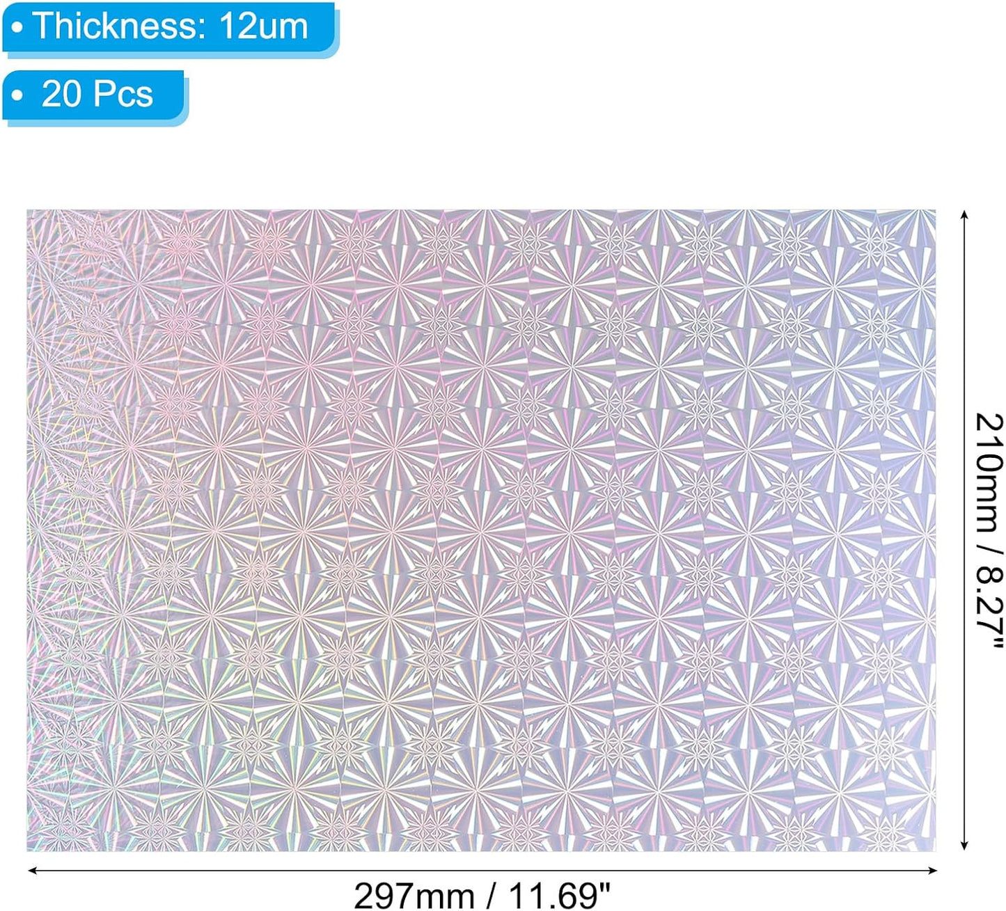 PATIKIL 11.7x8.3" Hot Stamping Foil Paper Sheet, 20 Sheets A4 Heat Transfer Hot Stamping Paper Foil for Leather DIY Logo Decor Craft Gift Package Scrapbook Card, Snowflake Silver