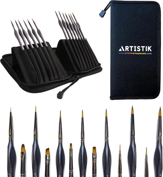 Miniature Paint Brushes Set of 13, Detail Brushes for Acrylic, Oil, Watercolor, Nail Art, Mixed Media Art, Model Painting, Miniature Painting, Face & Fantasy Art, Paint by Numbers Kit