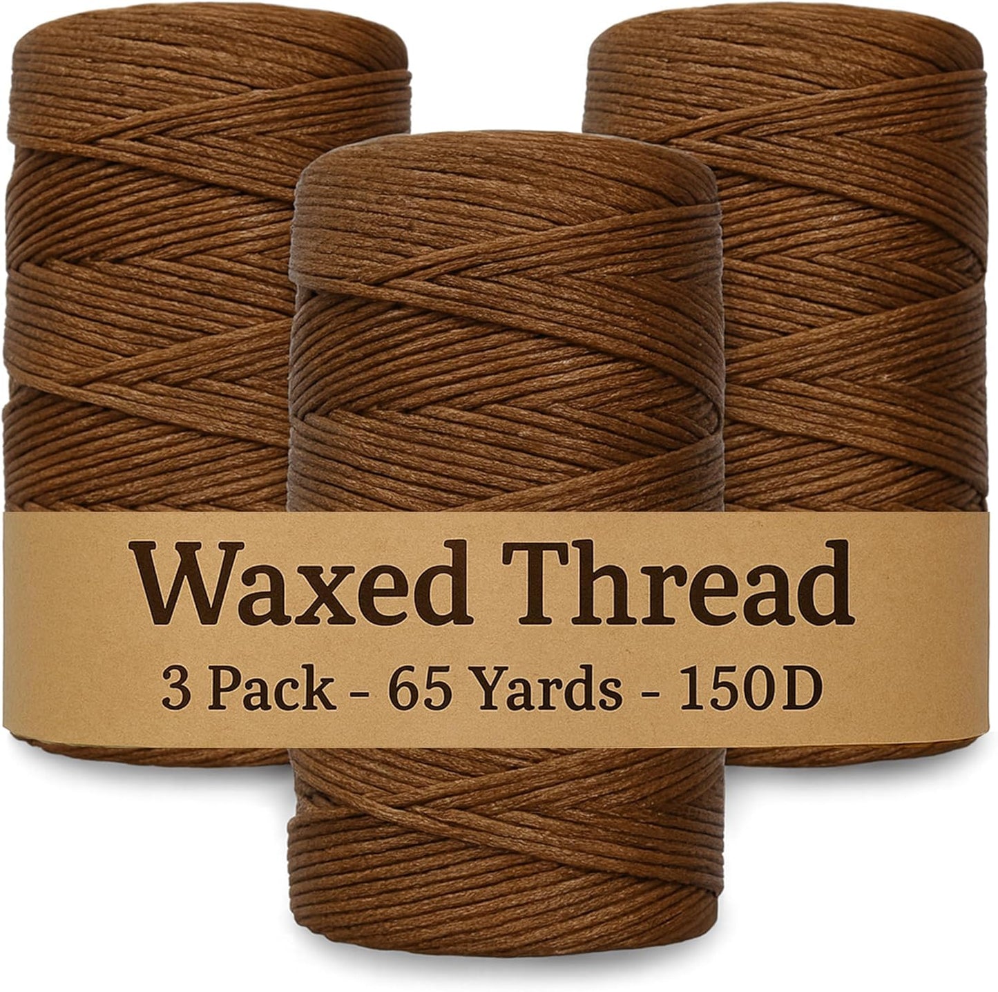 Waxed Thread 3X Wax Thread, 65 Yardx0.8mm Wax String, 150D Waxed Leather String in Brown Perfect Dream Catcher Supplies