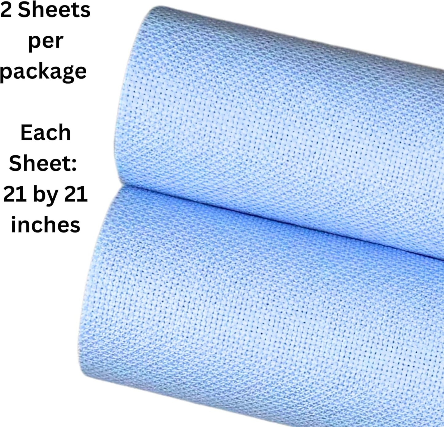 2 Sheets of Light Blue 14 Count Aida Cloth – 21 x 21 Inch Pre-Cut Fabric Squares – Cross Stitch Fabric – 100% Cotton – Ideal for Needlework & Embroidery – The Knotty Unicorn
