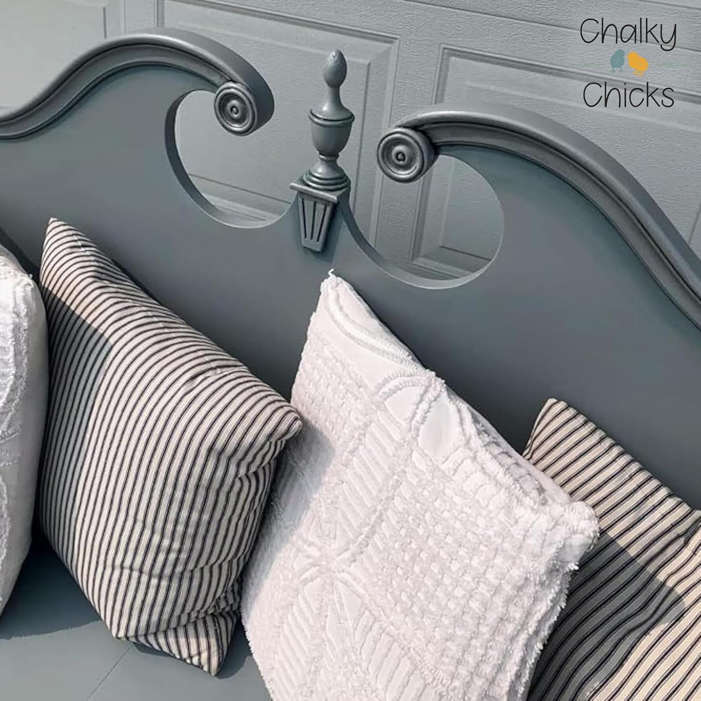 Chalky Chicks All-in-One Chalk Paint for Furniture or Cabinet - 4 Fl Oz - Matte Finish Overcast (Blue Gray) for Metal, Wood Furniture Paint - No Sanding All-in-One for Home Decor & Crafts, USA Made