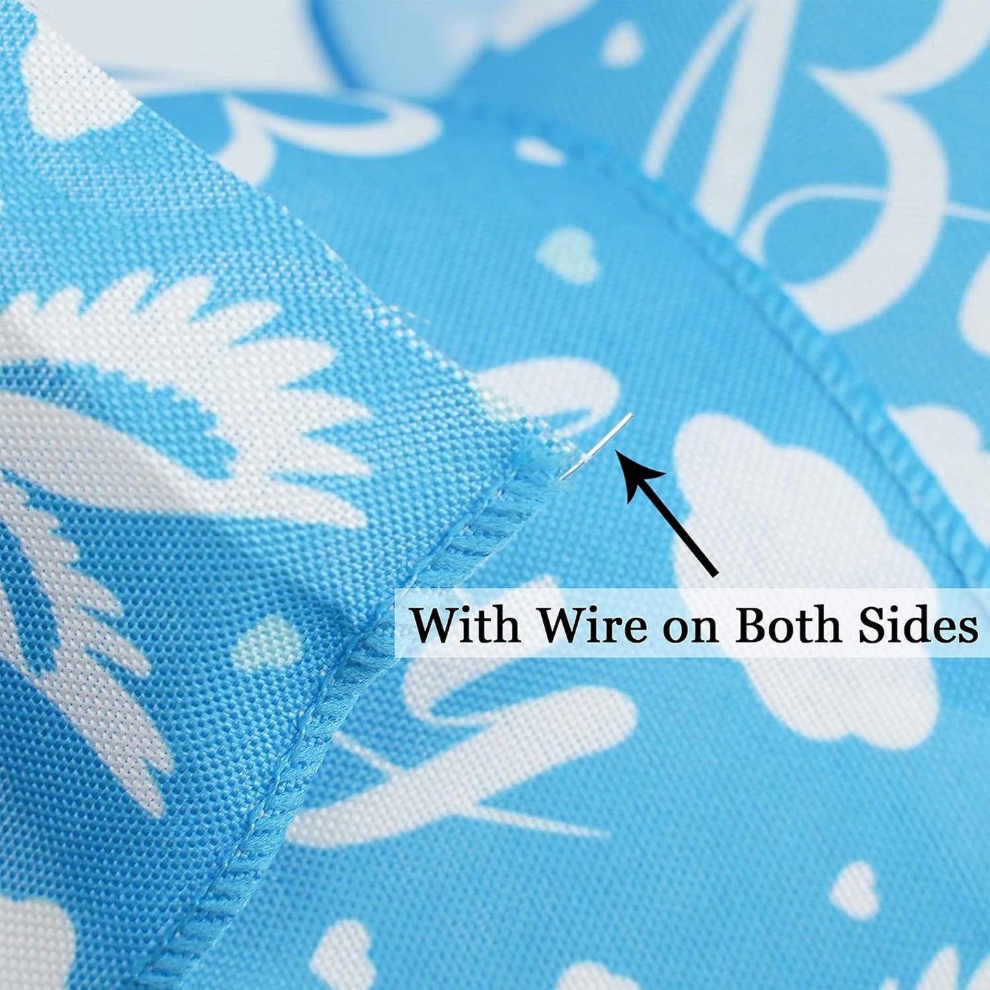 MEEDEE Baby Boy 2.5 Inch Burlap Wired Ribbon for Baby Shower, Diaper Cake, Welcome Home Favors, Gift Box, Table Decor - Blue (10 Yards)