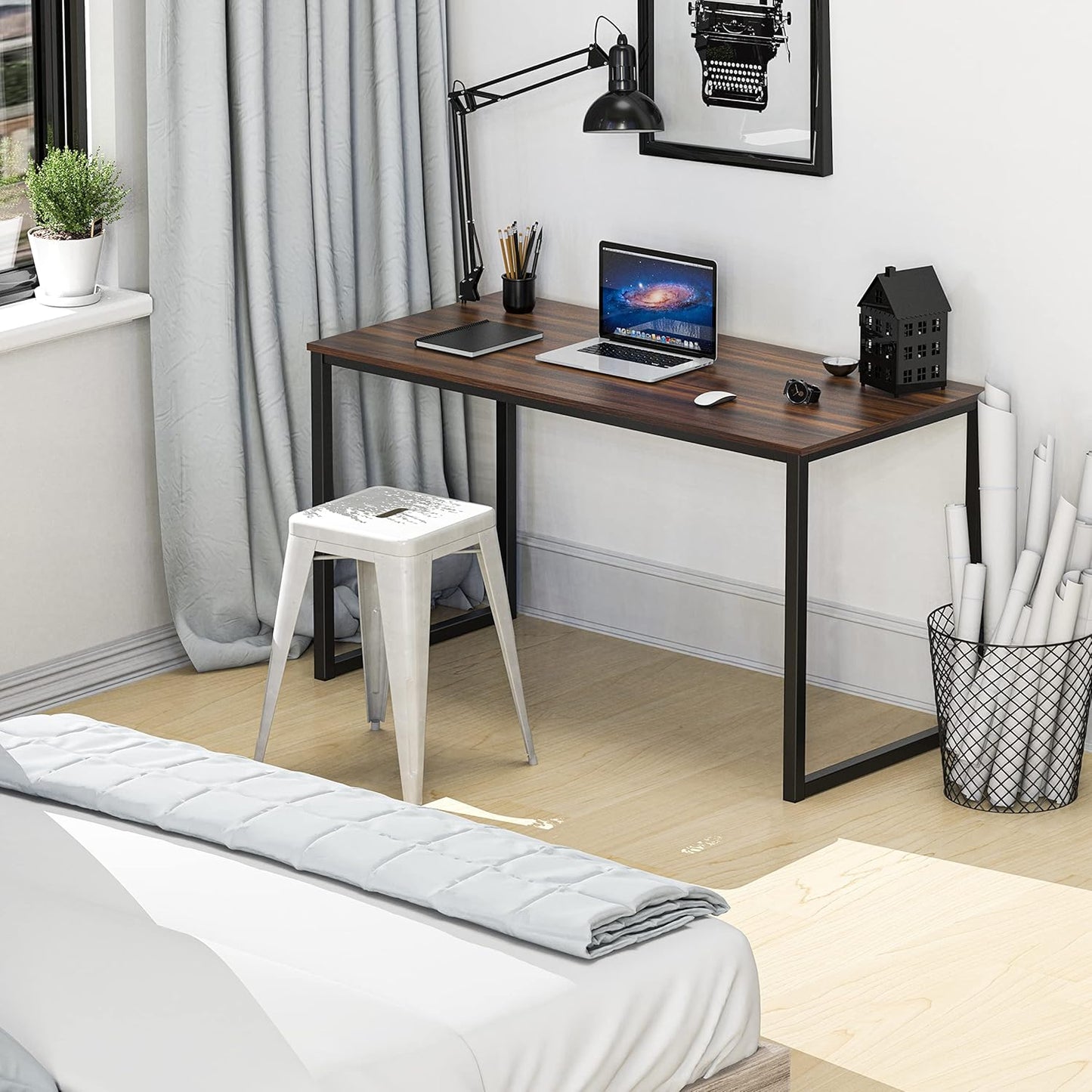 SHW Mission 40-Inch Home Office Computer Desk, Walnut