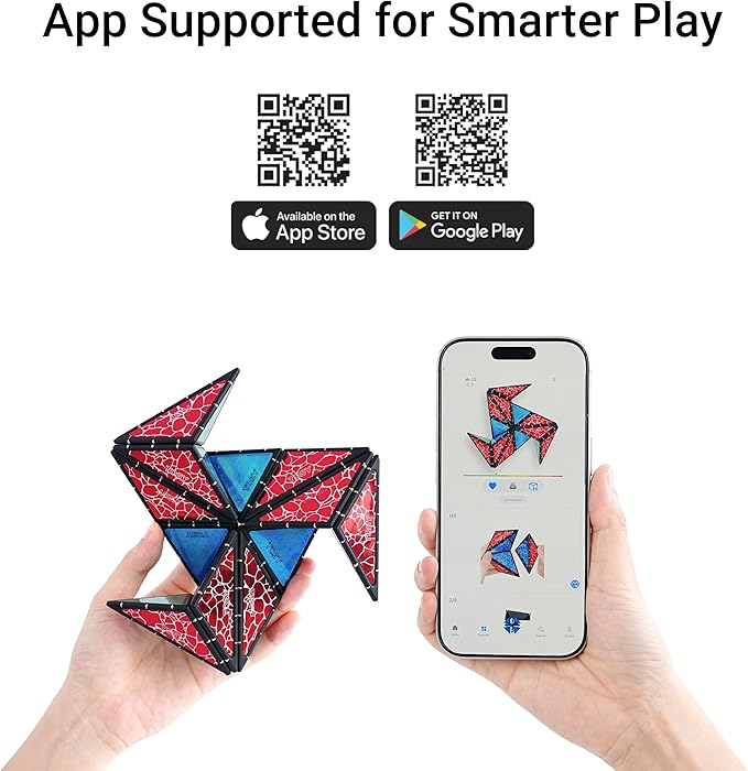 TOSY Magnet Pyramid Stone - 1 Cube Transforms into 1 Billion Shapes, 14 pcs (12 Puzzle pcs and 2 Spinners), 243 Magnets, Christmas Stocking Stuffers Gift for Kids, Creative Puzzle STEM Toy, 4-Pack