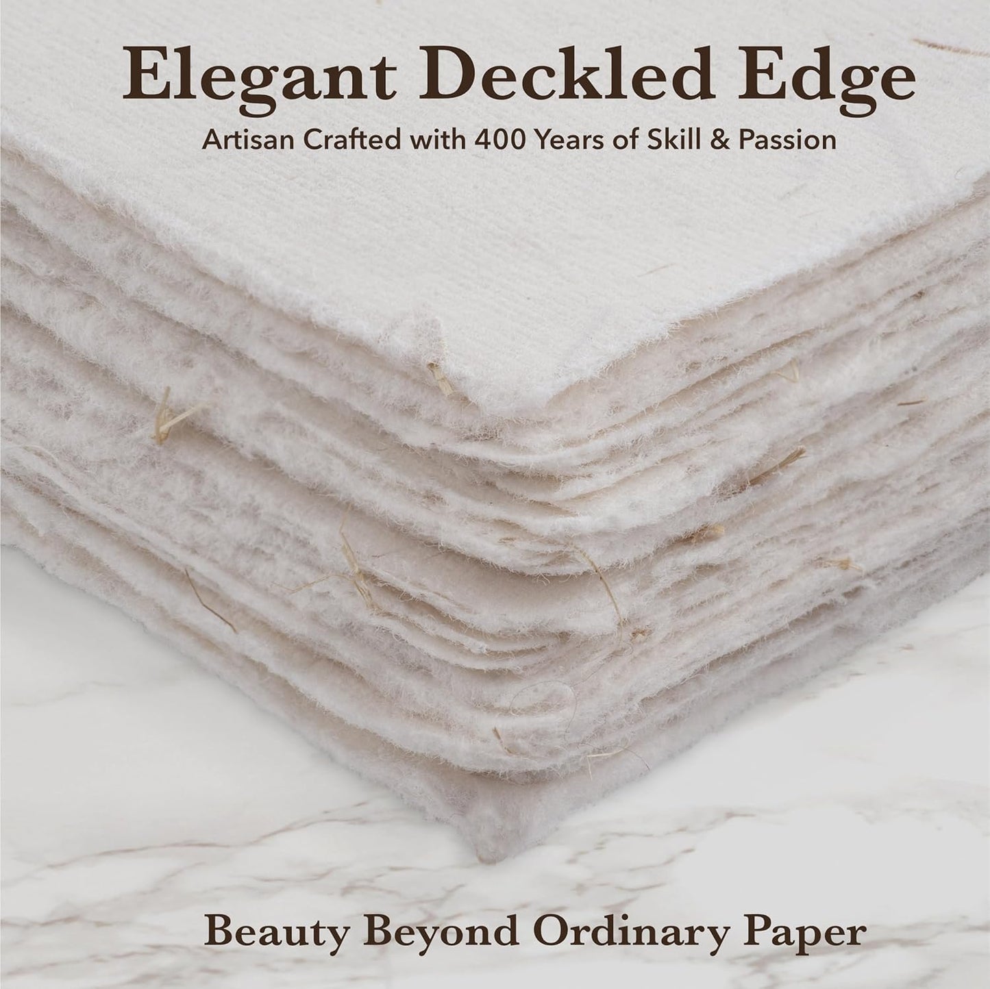 Wanderings Cream A5 Handmade Deckled Edge Cotton Paper - Cold Pressed Texture - Paint, Watercolor, Writing, Printer, Cards, Invitations, Menus, Arts and Crafts. 50 Pack 150gsm - 5.8" x 8.3"