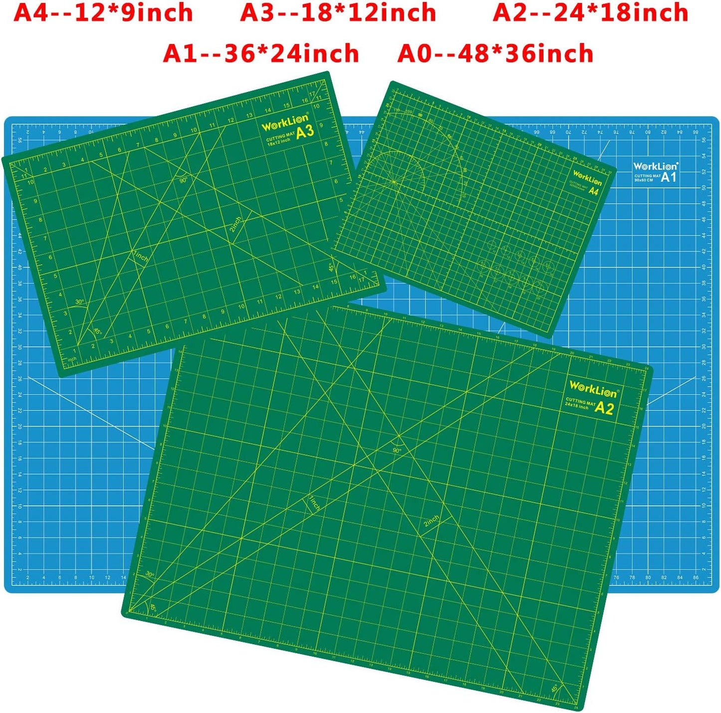 WORKLION 24" x 36" Large Self Healing PVC Cutting Mat, Double Sided, Gridded Rotary Cutting Board for Craft, Fabric, Quilting, Sewing, Scrapbooking - Art Project…