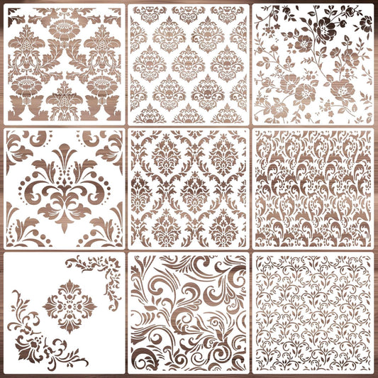 Damask Stencils for Walls 12inch Damask Stencil Large Texture Stencils for Painting on Wood Furniture Canvas Paper Fabric