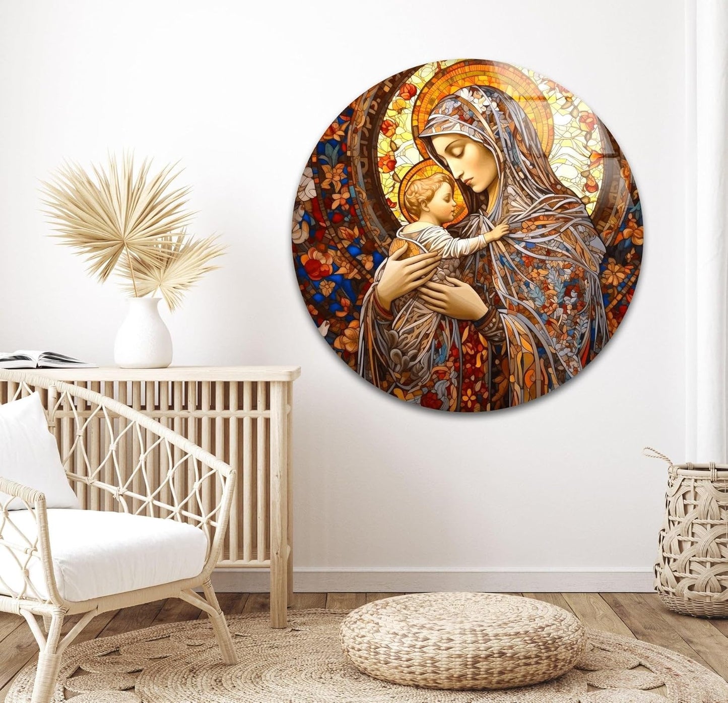 My Photostation.com 14Wx20H'' Jesus and Virgin Mary Glass Wall Art Tempered Glass Printing Wall Decor Large Wall Art Wall Hangings