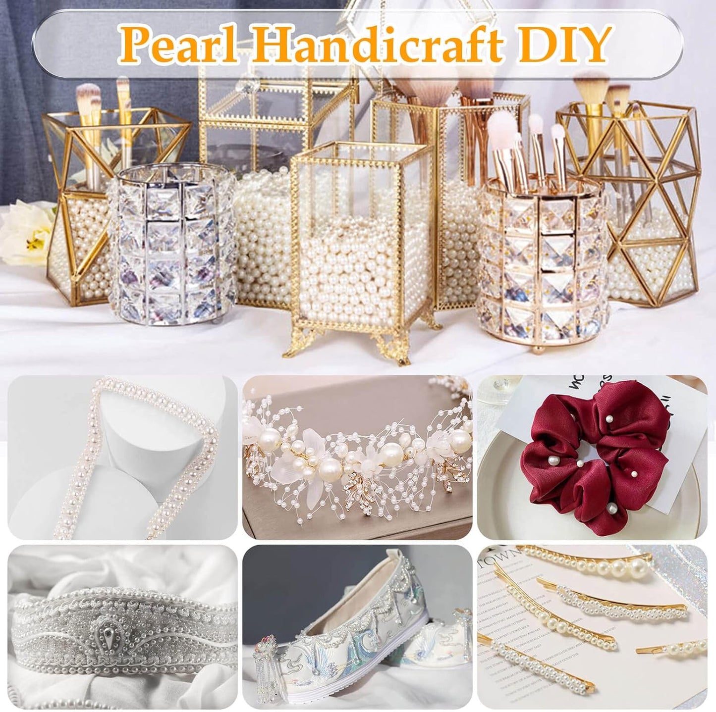 Pearl Beads for Craft, Anezus 2000pcs Ivory Faux Fake Pearls, 4 MM Small Sew on Pearl Beads with holes for Jewelry Making, Bracelets, Necklaces, Hairs, Crafts, Decoration and Vase Filler