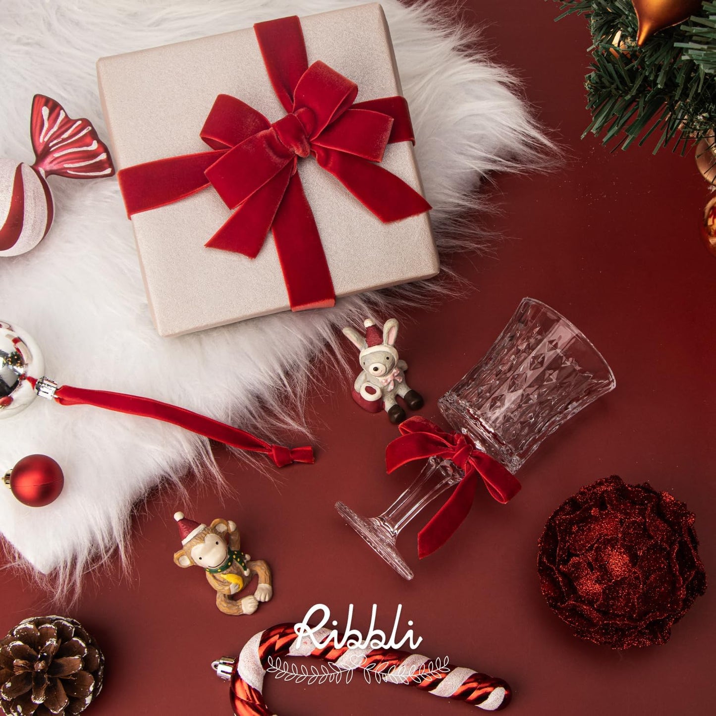 Ribbli Polyester Red Velvet Ribbon,1 Inch,10-Yard Spool,Use for Choker,Gift Wrapping,Floral Bouquets, Boutonnieres