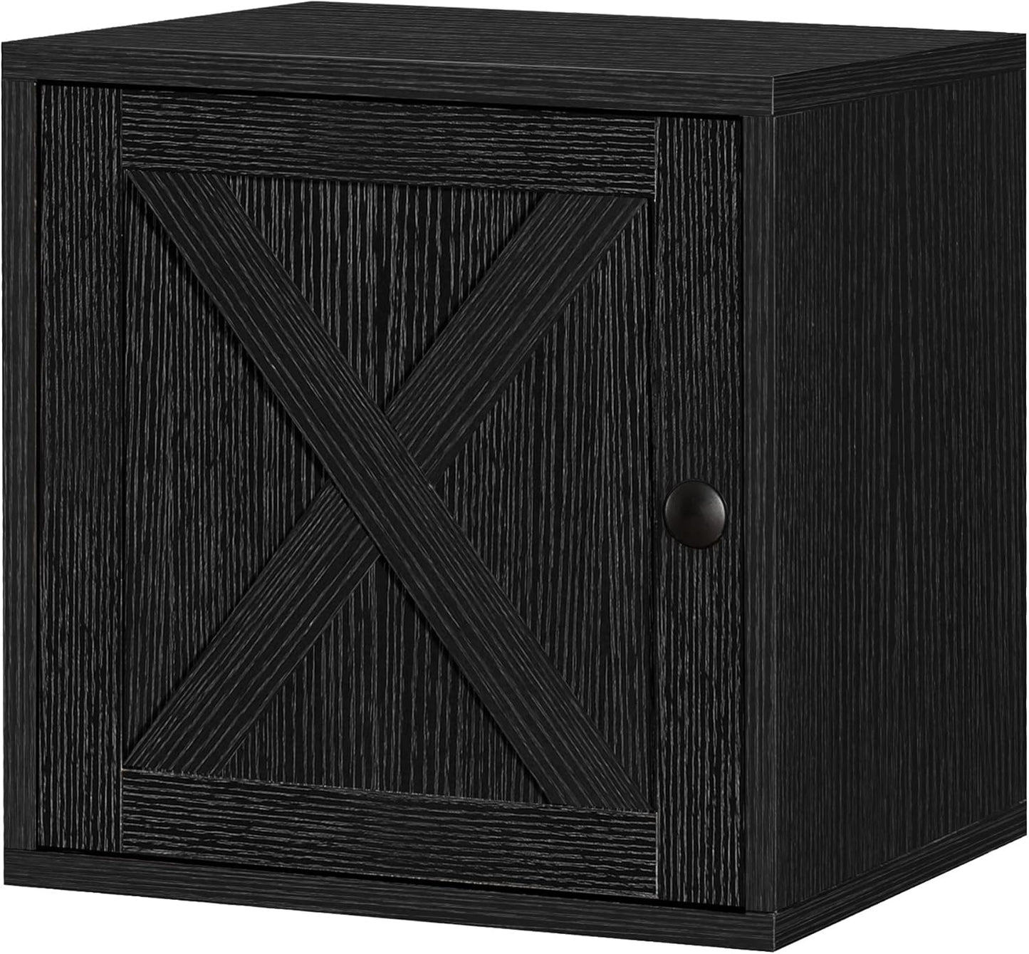 FUSUNBAO Magic DIY Cube Storage Organizer Stackable Cubes for Home Books Clothes Toy-Modular Cubby Storage System-Office Cubical-Bookcase Closet (Black, Door Cube)