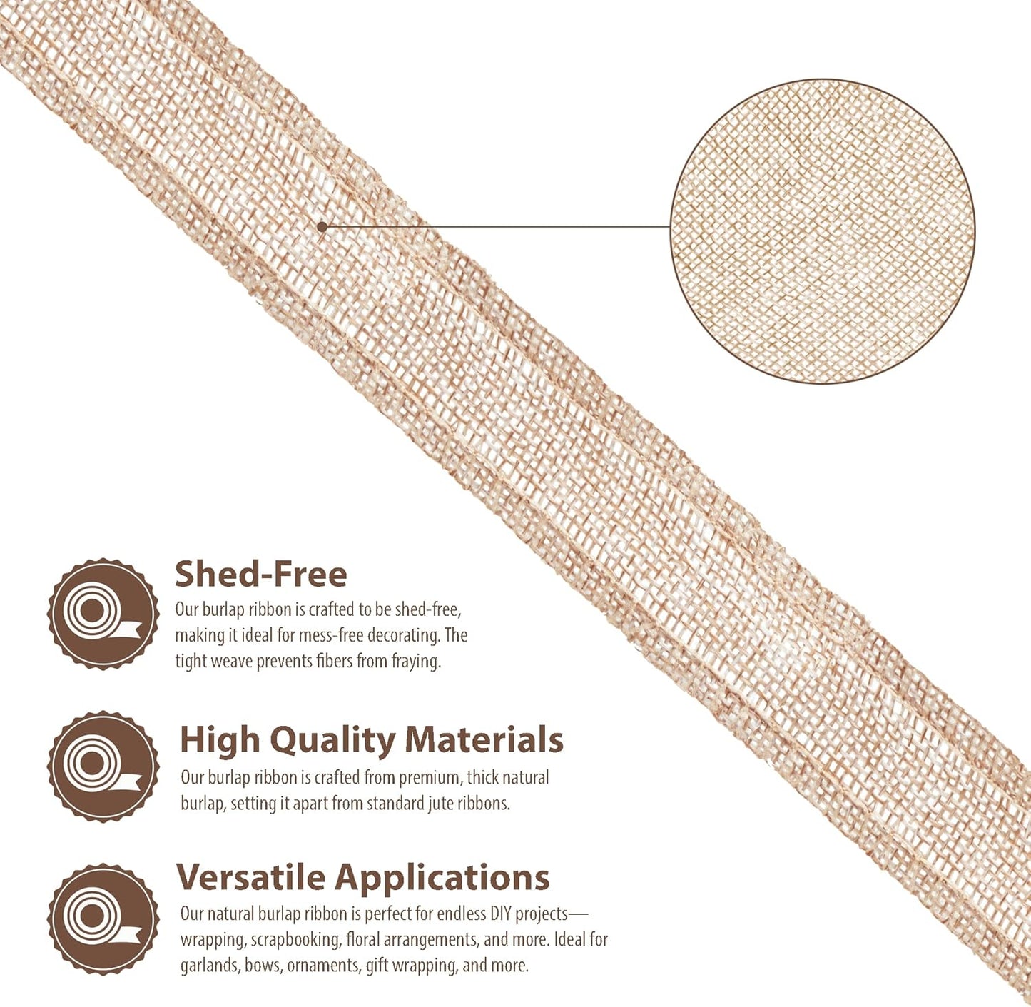 Mandala Crafts Natural Burlap Ribbon 1 Inch Wide Jute Ribbons for Crafts - 20 Yds Roll Rustic Burlap Wrap Trim Ribbons for Wreaths Bows Wedding Party Decoration