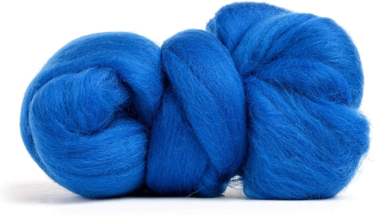 Desert Breeze Distributing 100% Natural Merino Wool Roving - Premium Combed Top Merino Roving Wool - Tapestry, Spinning, Wet Felting & Needle Felting Supplies - 21.5 Micron - 1 oz, Color Blue