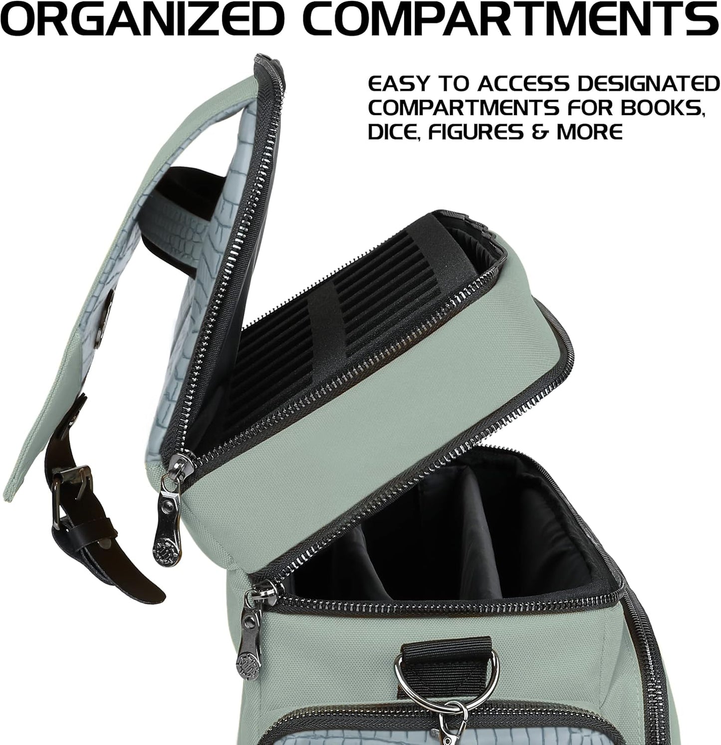 ENHANCE Travel Bag for DND Collector's Edition, Bag Compatible with Dungeons and Dragons, Battle Mat Holder, Dice Pockets and Accessories, Carry 4-8 Books (Silver Dragon)