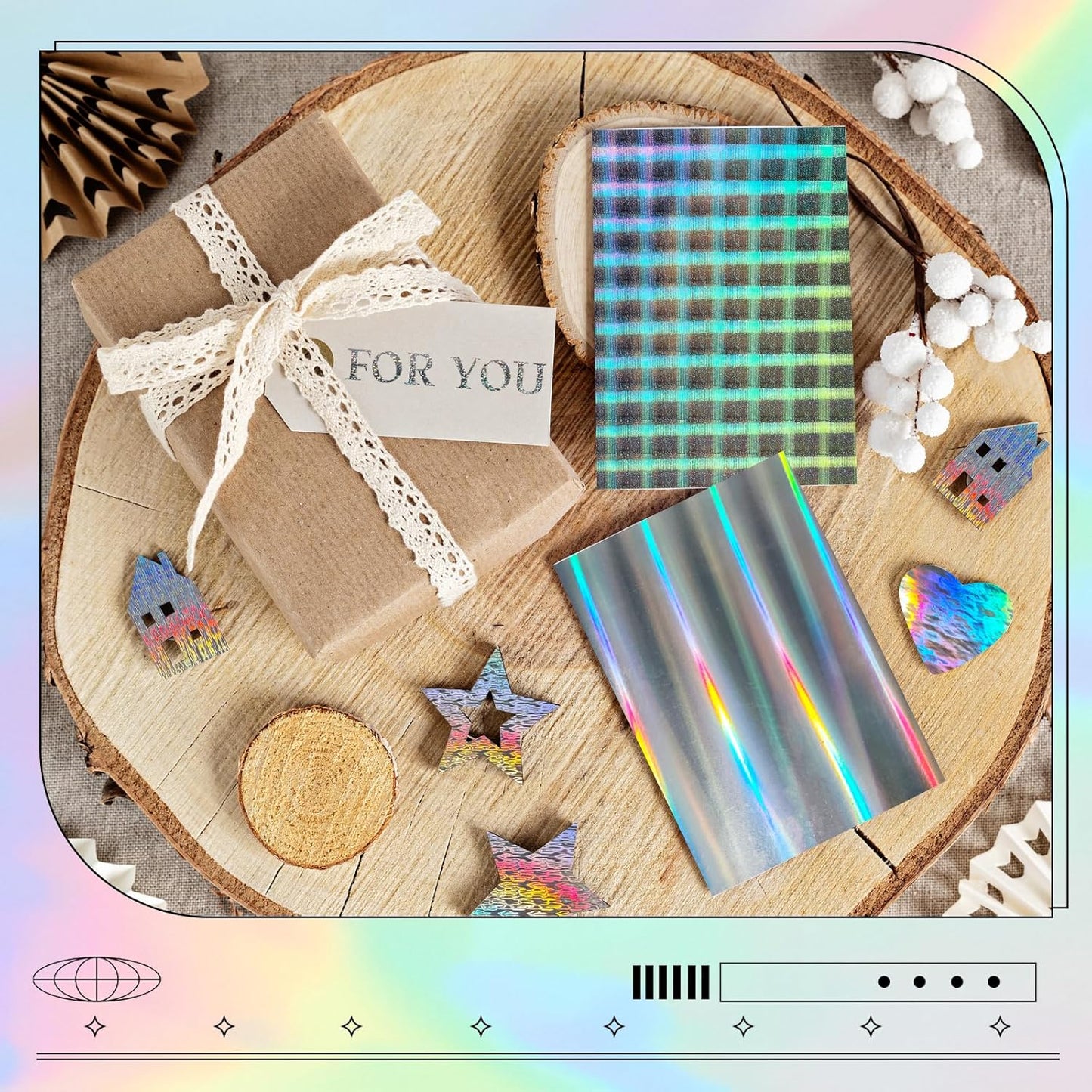 24 Sheets Holographic Cardstock 8.5 x 11in, 250gsm/92lb 6 Mixed Styles Metallic Cardstock Shiny Iridescent Mirror Paper Thick Foil Board for Scrapbook,Card Making,Crafts,Party Decoration (Multicolor)