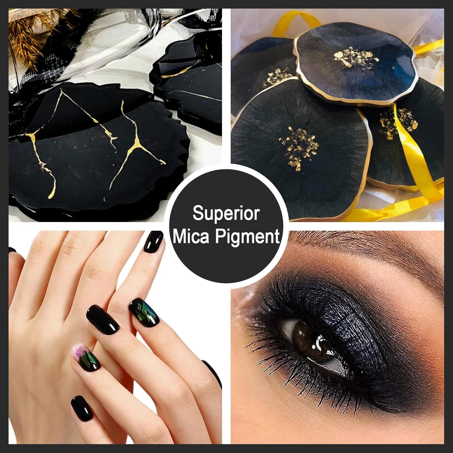 Matio Black Mica Powder, 0.7oz/20g Premium Mica Pigment Powder Natural Epoxy Resin Color Pigment for Soap Dye,Bath Bombs,DIY Arts Crafts Additive Acrylic,Woodworking,Car Freshie Supplies (Ninja Black)