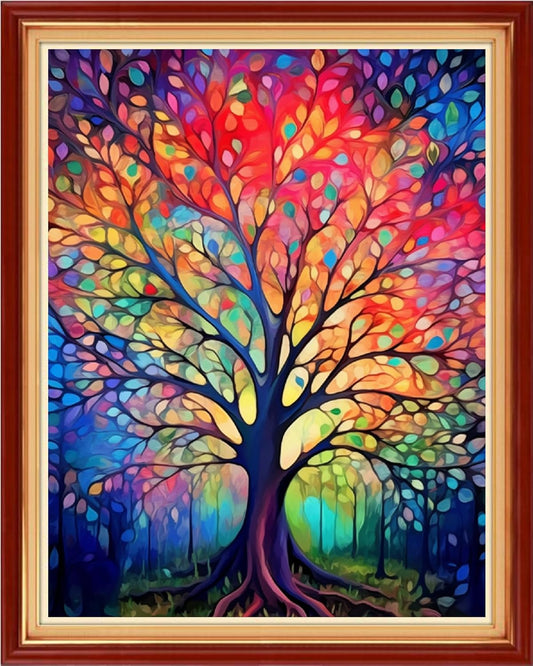 Redxing Stamped Cross Stitch Kits Full Range of Embroidery Starter Kits- Needlepoint Counted Cross Stitch Kits for Beginner Adults 11CT Printed Embroidery Kit-Noctilucent Tree 16x20 inch