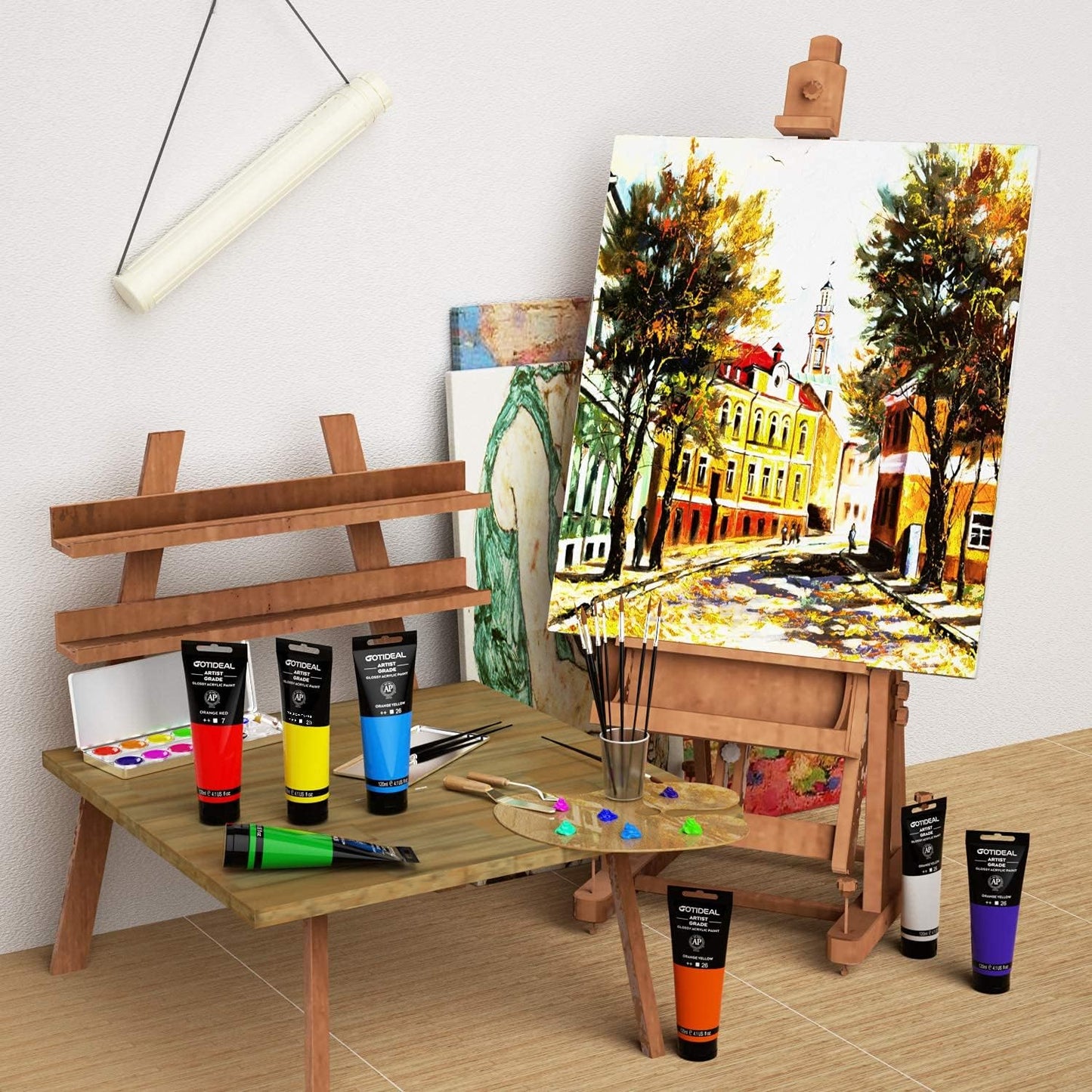 GOTIDEAL Metallic Acrylic Paint Pearl Clon Yellow Tubes(120ml, 4.1 oz) Non Toxic Non Fading,Rich Pigments for Painters, Adults & Kids, Ideal for Canvas Wood Clay Fabric Ceramic Craft Supplies