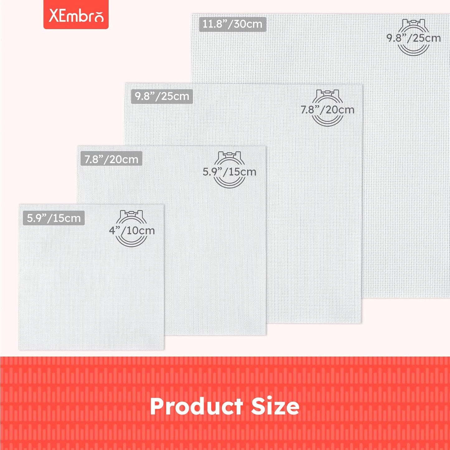 12 PCS Aida Cloth 14 Count, 4 Sizes White Cross Stitch Fabric for Craft Embroidery, Classic Reserve Aida Cloth for Embroidery Beginner, Needlework, Cross Stitch (5.9 to 11.8inch)