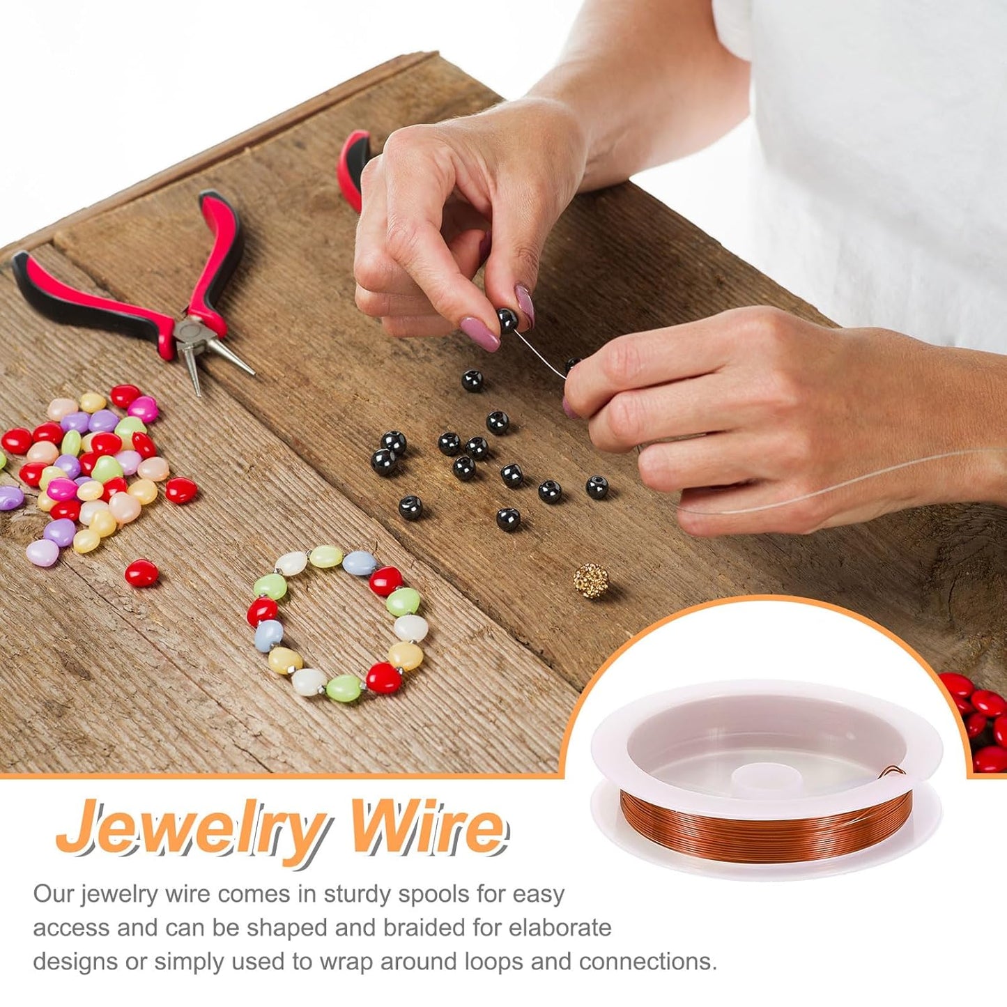 HARFINGTON 30ft Jewelry Wire, 26 Gauge (0.4mm) Brass Craft Soft Metal Tarnish Resistant Copper Beading Wire for Jewelry Making Supplies Crafting, Coffee