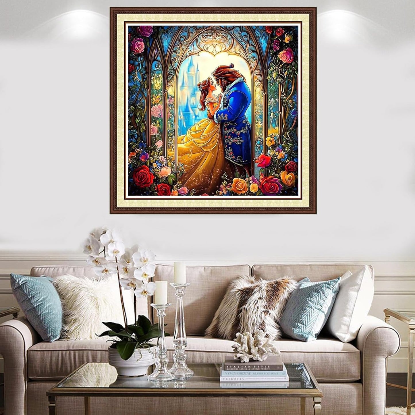 Findvoor Counted Cross Stitch Kits for Adults Full Range of Cross Stitching Embroidery Unprinted Pattern for Beginners, 11CT Needlepoint Kit Patterns Embroidery Kits-King and Princess 18x18 inch