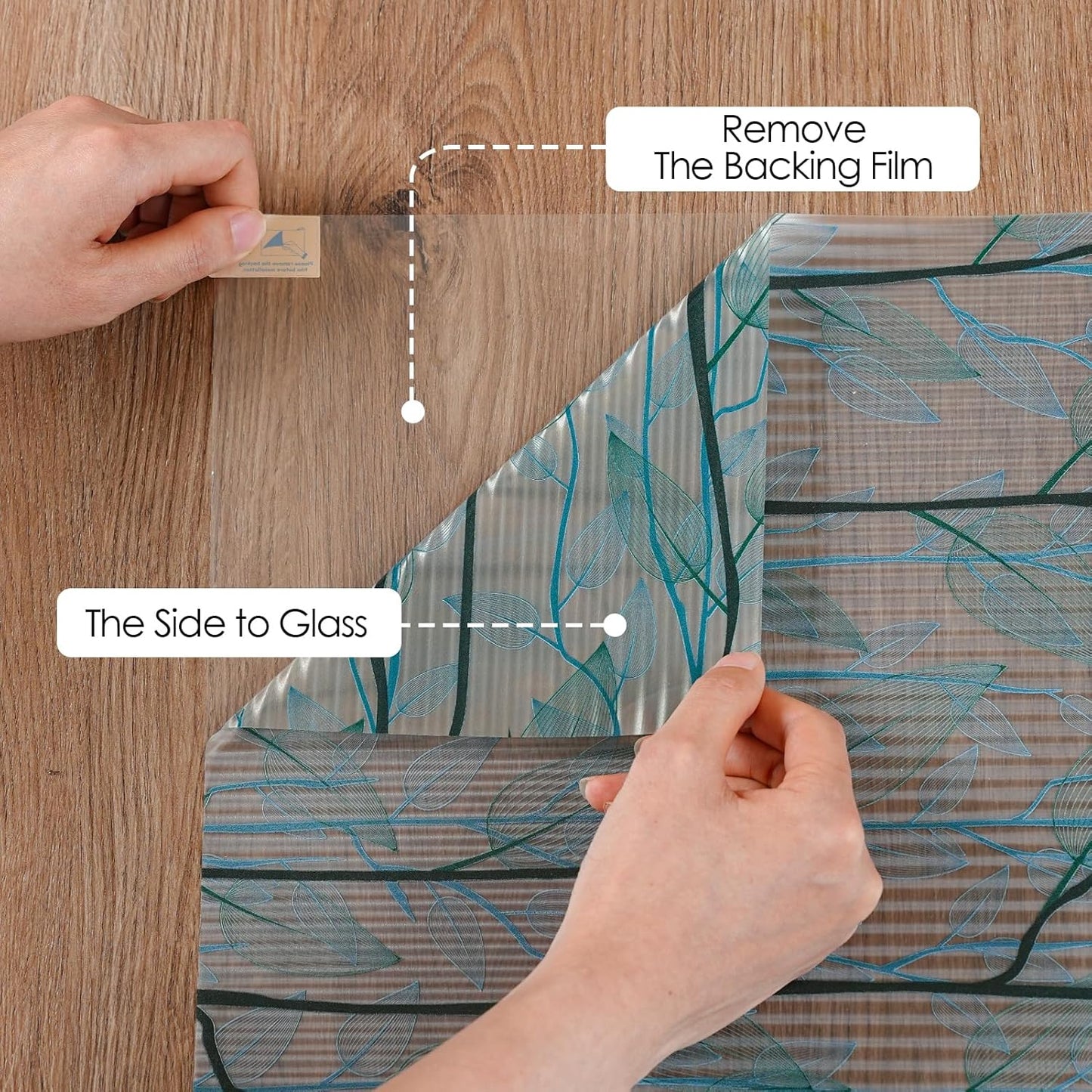 DKTIE Nature Pattern Rainbow Window Film Decorative Stained Glass Window Film Static Cling Films Easy Apply Removable Comes with Tools (U1747-Reeded Glass, 17.7" x 118.1")