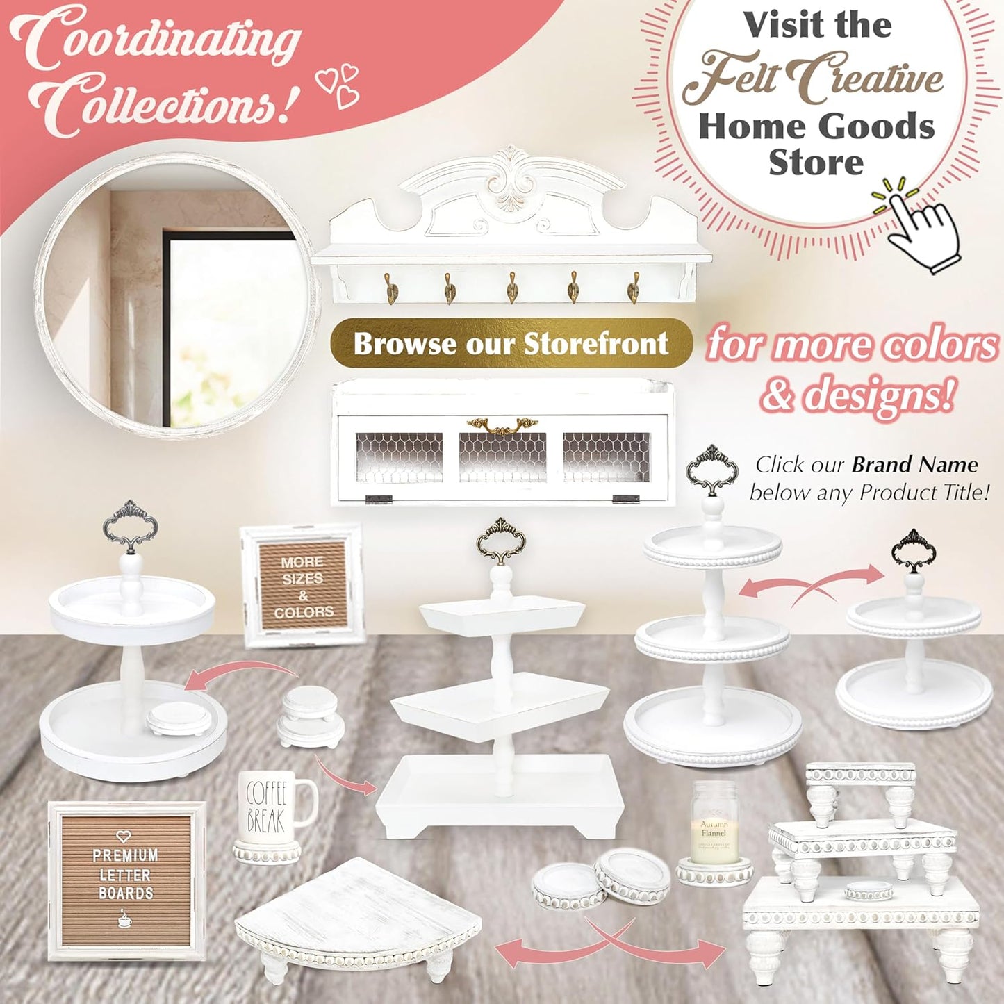 Mini Letter Board [Set of 3] Small Felt Letter Board Letters and Symbols Trio - Adorable Baby Announcement Props or Announcement Board for New Baby, Word Board with Letters (6x6 inches)