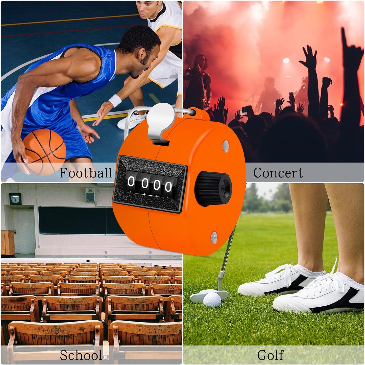 12 Pcs Hand Tally Counter 4-Digit Lap Counter Clicker, Manual Mechanical Handheld Pitch Click Counter with Finger Ring for School Golf & Knitting Row Croche