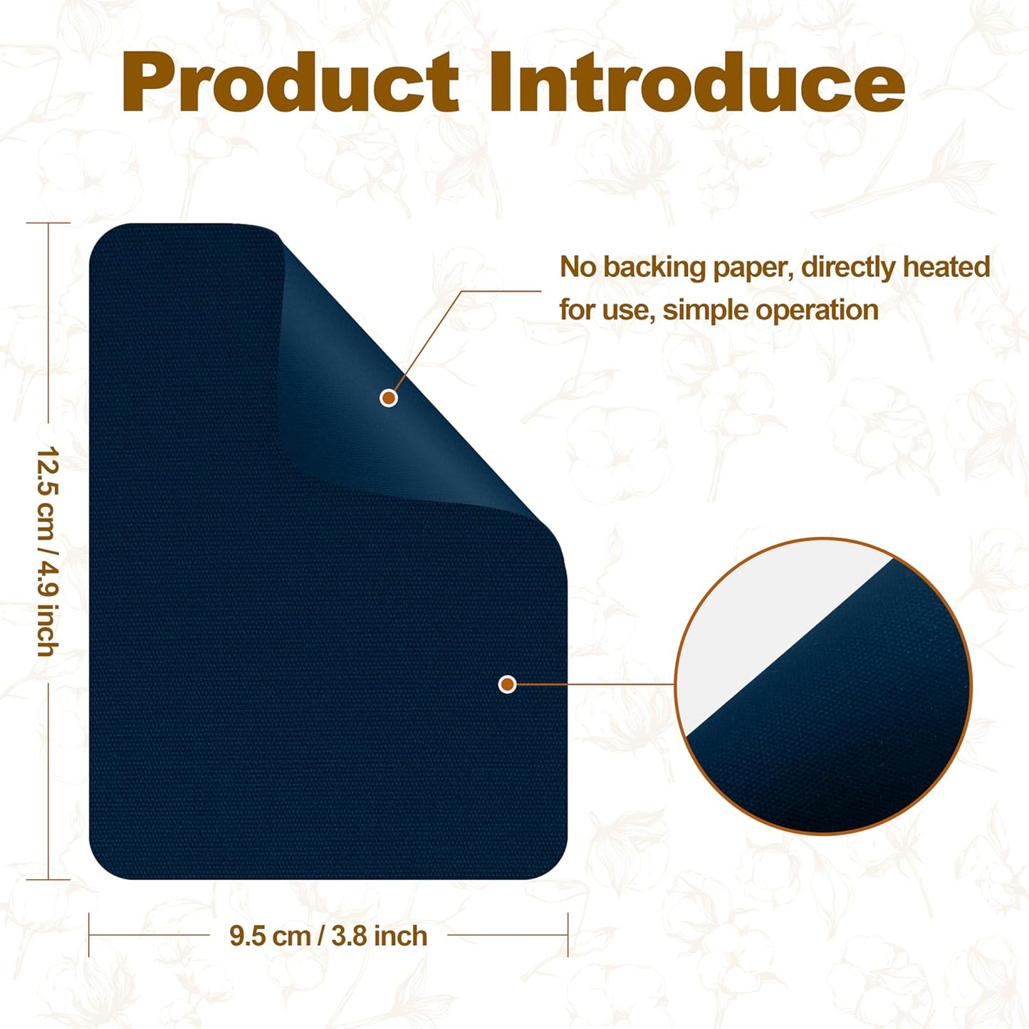 Iron on Patches, 8 Pieces Iron on Canvas Patches, Fabric Patches for Couch, Tent, Clothing, Seat, Canvas Repair Decorating Kit 3.7" by 4.9" (9.5 cm x 12.5 cm, Dark Blue)