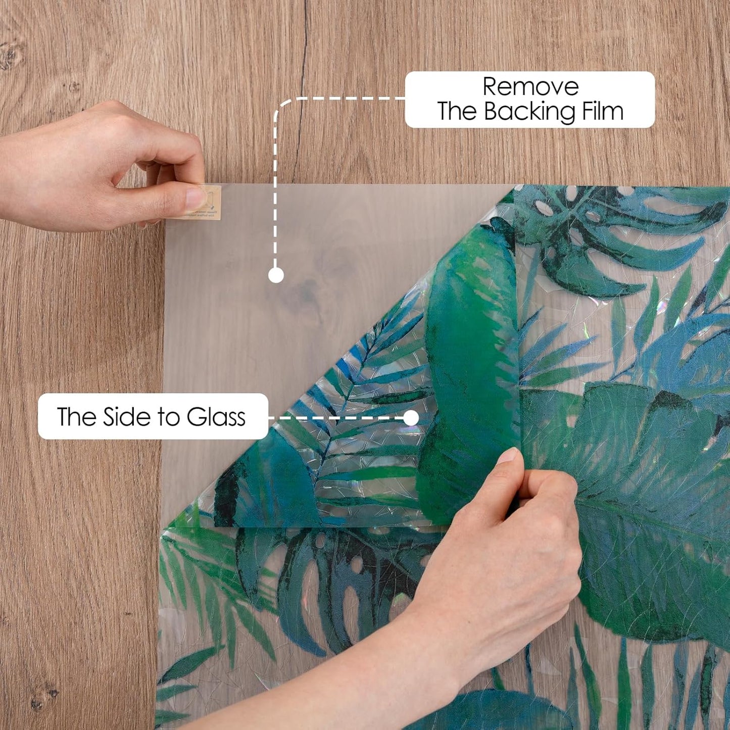 DKTIE Nature Pattern Rainbow Window Film Decorative Stained Glass Window Film Static Cling Films Easy Apply Removable Comes with Tools (U560-rainbow, 17.7" x 118.1")