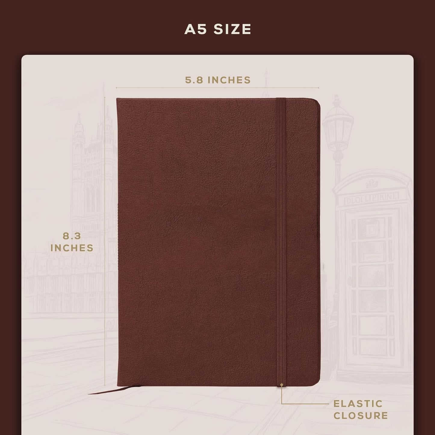 Beechmore Books A5 Sketch Book – 5.8"x8.3" Premium Vegan Leather Hardcover Sketchbook, 96 Thick 300gsm Perforated Ivory Pages, Ideal for Sketching, Watercolor & Mixed Media, Includes Back Pocket