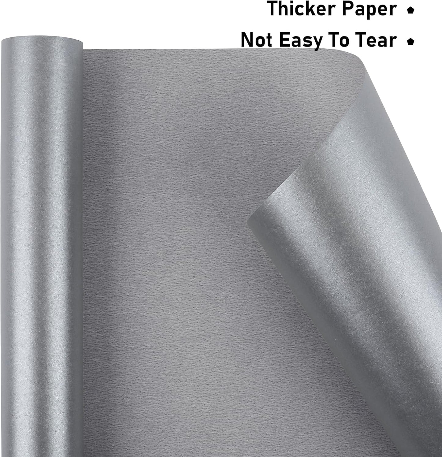 NESCCI Silver Matte Wrapping Paper,Solid Color Pearly-Lustre Paper,Gift Wrapping Paper,Perfect for Wedding,Valentine's Day,Birthday, Christmas,Baby Shower,DIY Bouquet (17 Inches X 32.8 Feet)