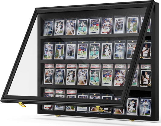 2 Pack Baseball Card Display Case, 36 Graded Card Display Frame Lockable, Trading Card Display with UV Protection Sports Card Display Case for Baseball Cards, Football Cards, Sports Cards