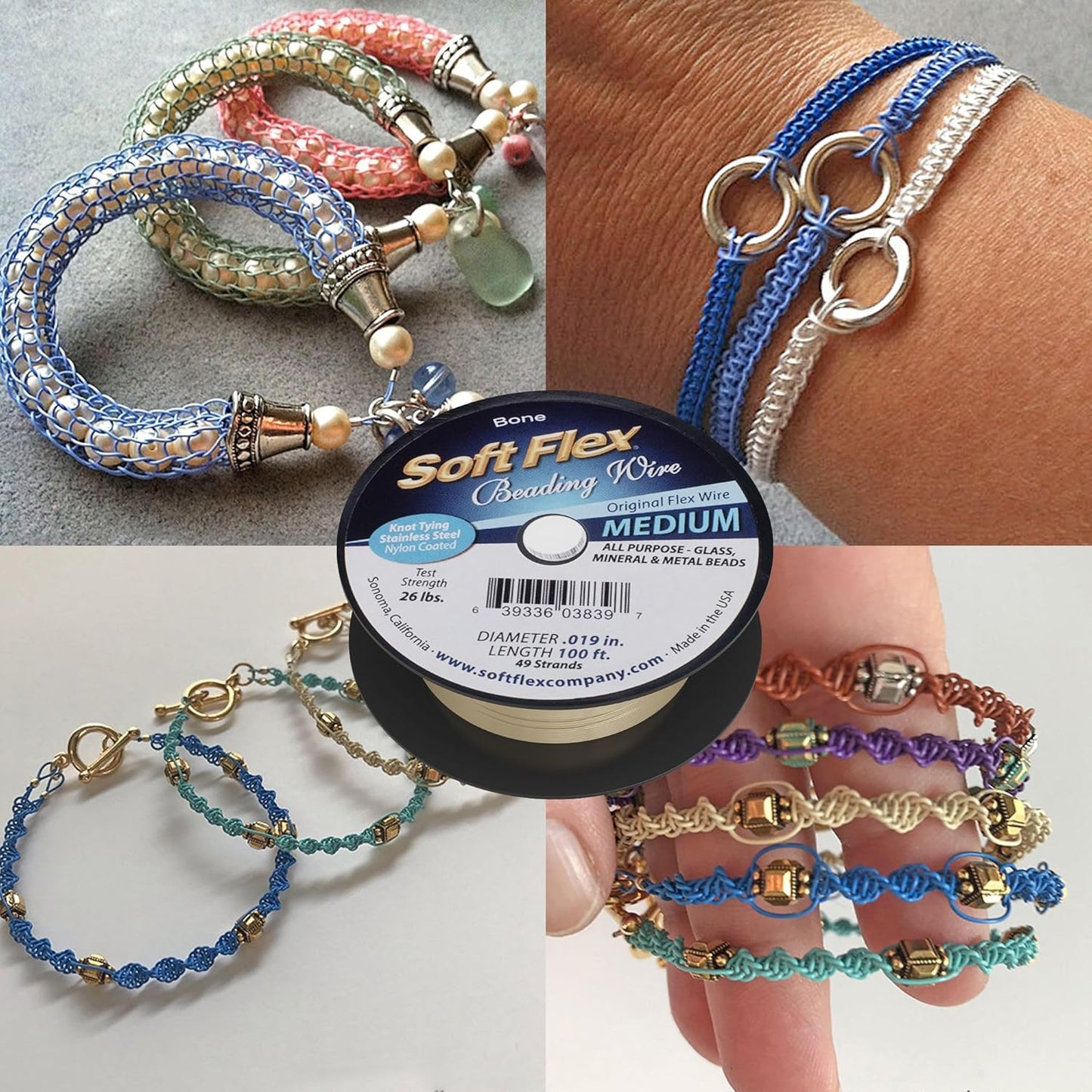 Soft Flex 49 Strand Beading Wire - Medium 0.19 Diameter - 100 Feet Nylon Design Wire