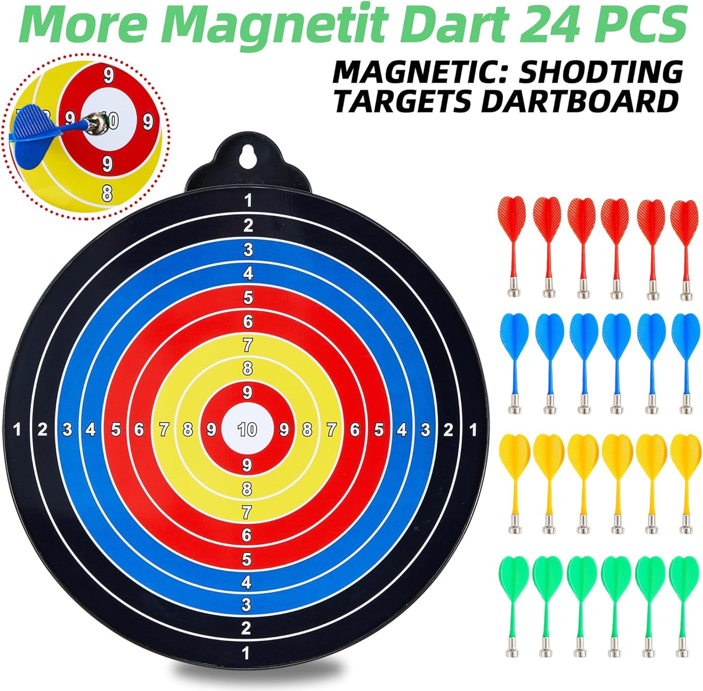 Magnetic Dart Board for Kids-12Magnetic Dart/Sticky Balls Or 2 Toy Gun+40 Foam Dart.Indoor/Outdoor Kids Games and Party Games,Christmas Birthday Gifts Toys for 3-12 Year Old Boys