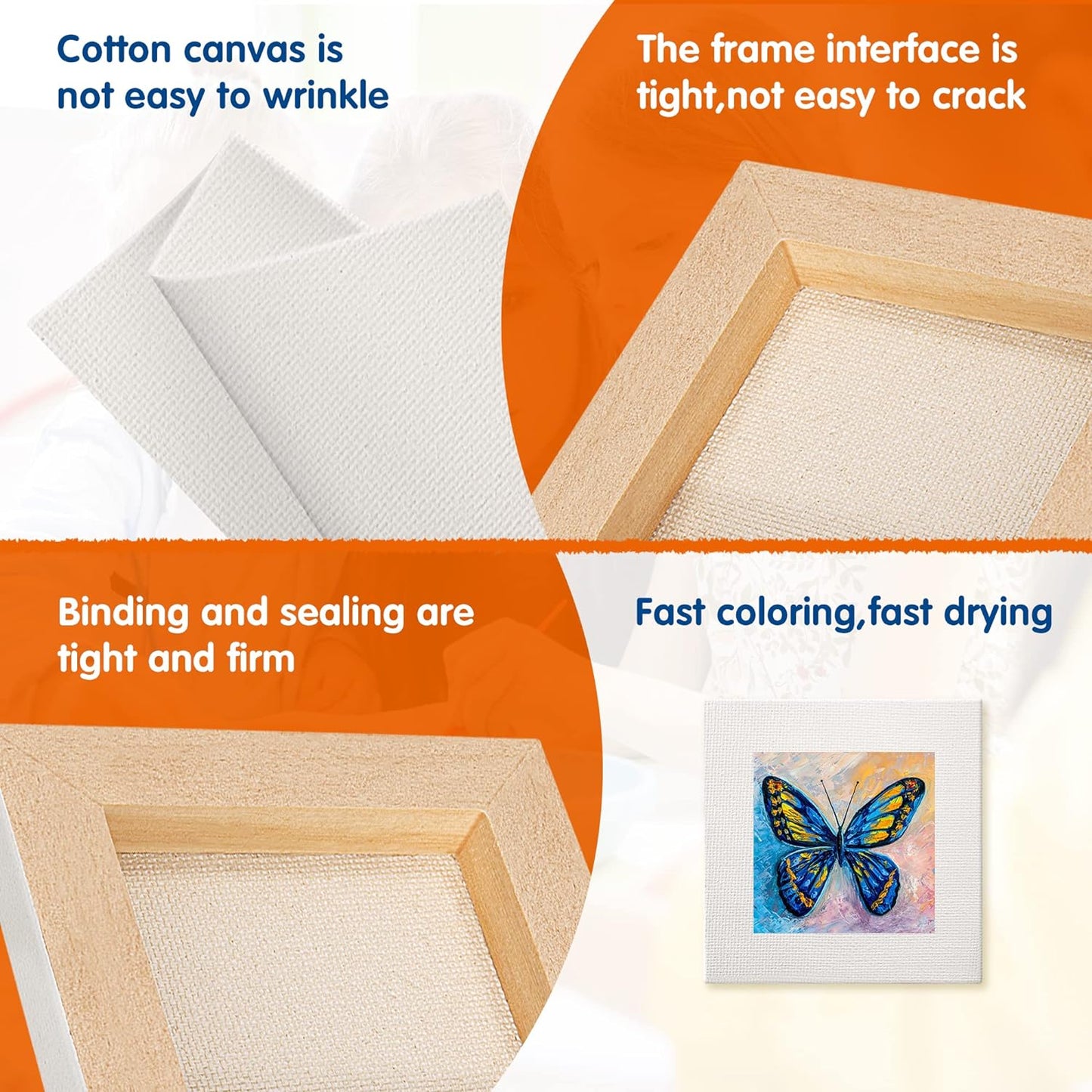 FIXSMITH Mini Stretched Canvas for Painting - 24 Pack 5 x 5 Inch, 2/5” Profile Small Square Canvases, 100% Cotton Little Blank Canvas, Home Decor Project,Art Supplies for Acrylic Oil Painting