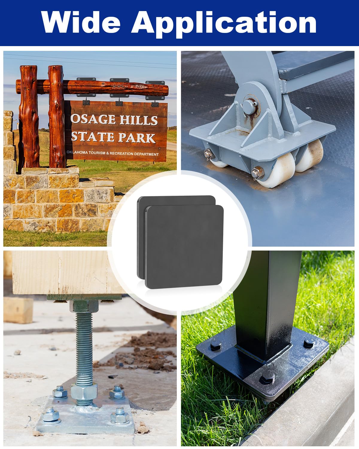 Rocaris 12 X 12 X 1/4 Inch A36 Steel Plate Hot Rolled, Square Base Plate for Construction Boards, Structure Support, Weldable Square and Industrial