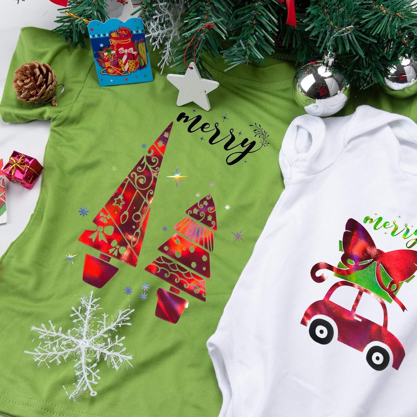 VINYL FROG Holographic HTV Vinyl Roll 12" x5ft Red Metallic Heat Transfer Vinyl Iron on Vinyl Easy to Cut & Weed DIY Heat Press Design for T-Shirts