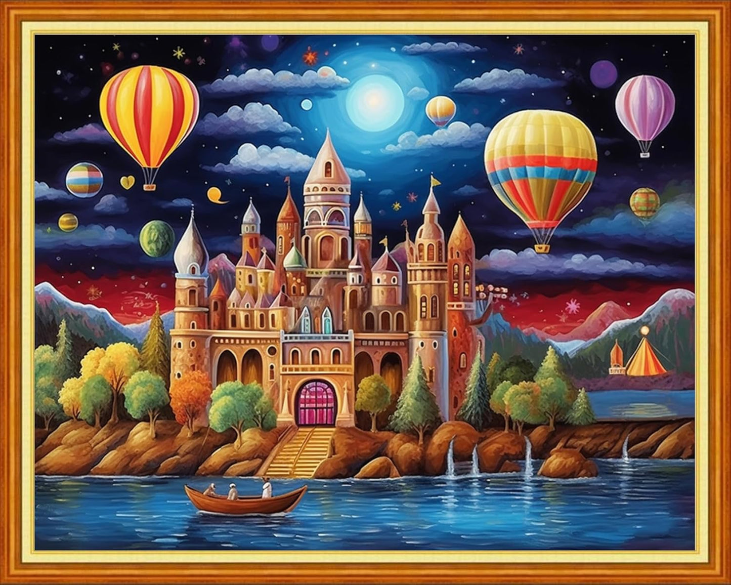 Dimxvean Stamped Cross Stitch Kits,Cross Stitch Kits for Adults Beginners,Embroidery Kits Full Range of Cross Stitch Stamped Kits Needlepoint Kits Cross Stitch Patterns- Balloon Castle 16x20 inch