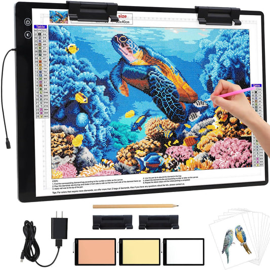 Zocelight Rechargeable A2 Light pad for Diamond Painting,A2 Light Board with 5200mAh Battery,6 Levels Dimming/3 Color temperatures 5500 Lux Super Bright Light Box for Drawing,Sketching,Animation