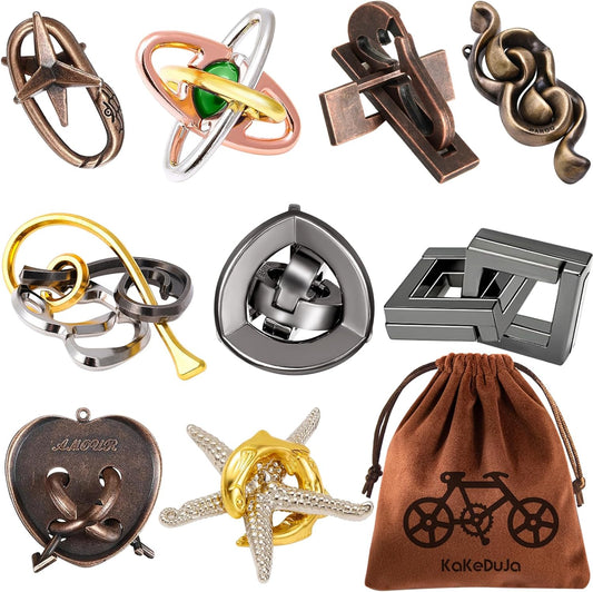 9pcs Metal Puzzle for Adult Disentanglement Puzzles Lock Puzzle Games Set Gift for Adults Teenagers