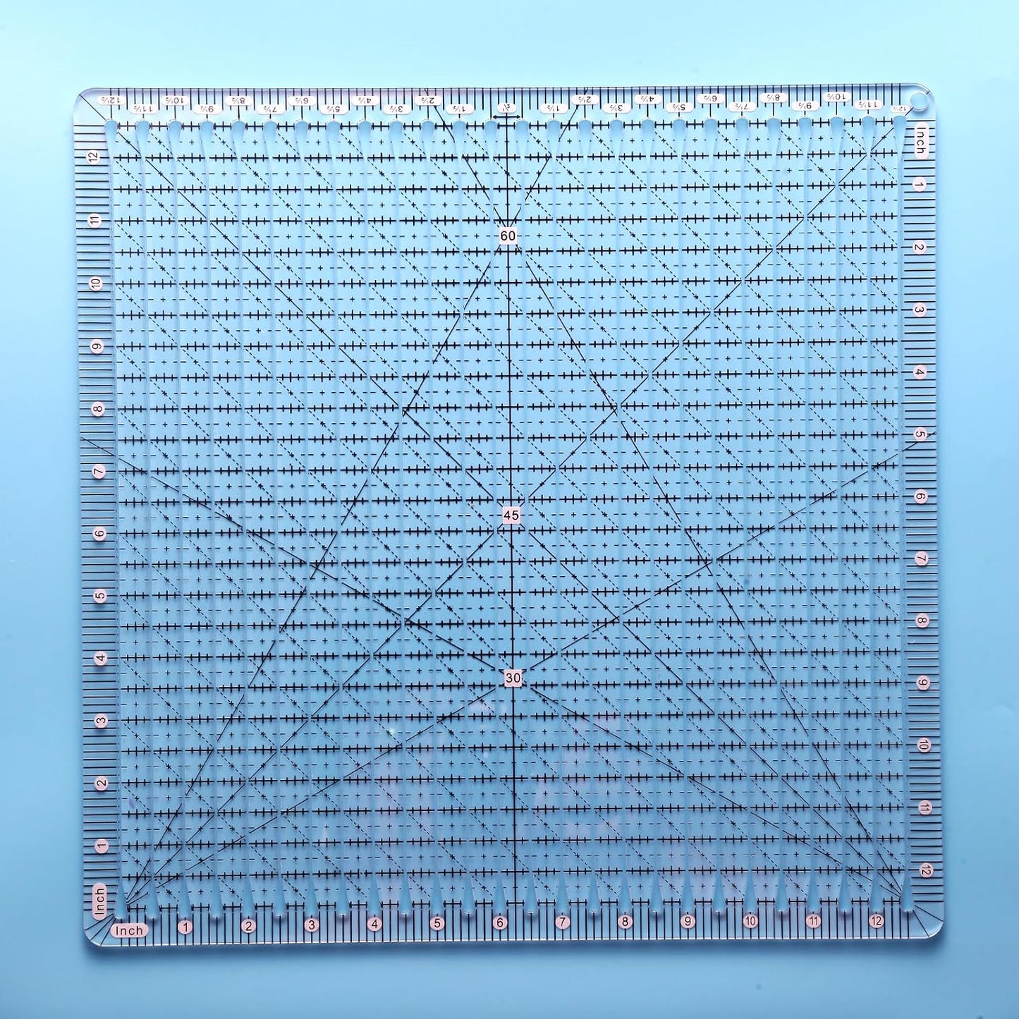 Quilting Ruler, 12.5 x 12.5 Inches, Slotted Design for Precise Fabric Cutting