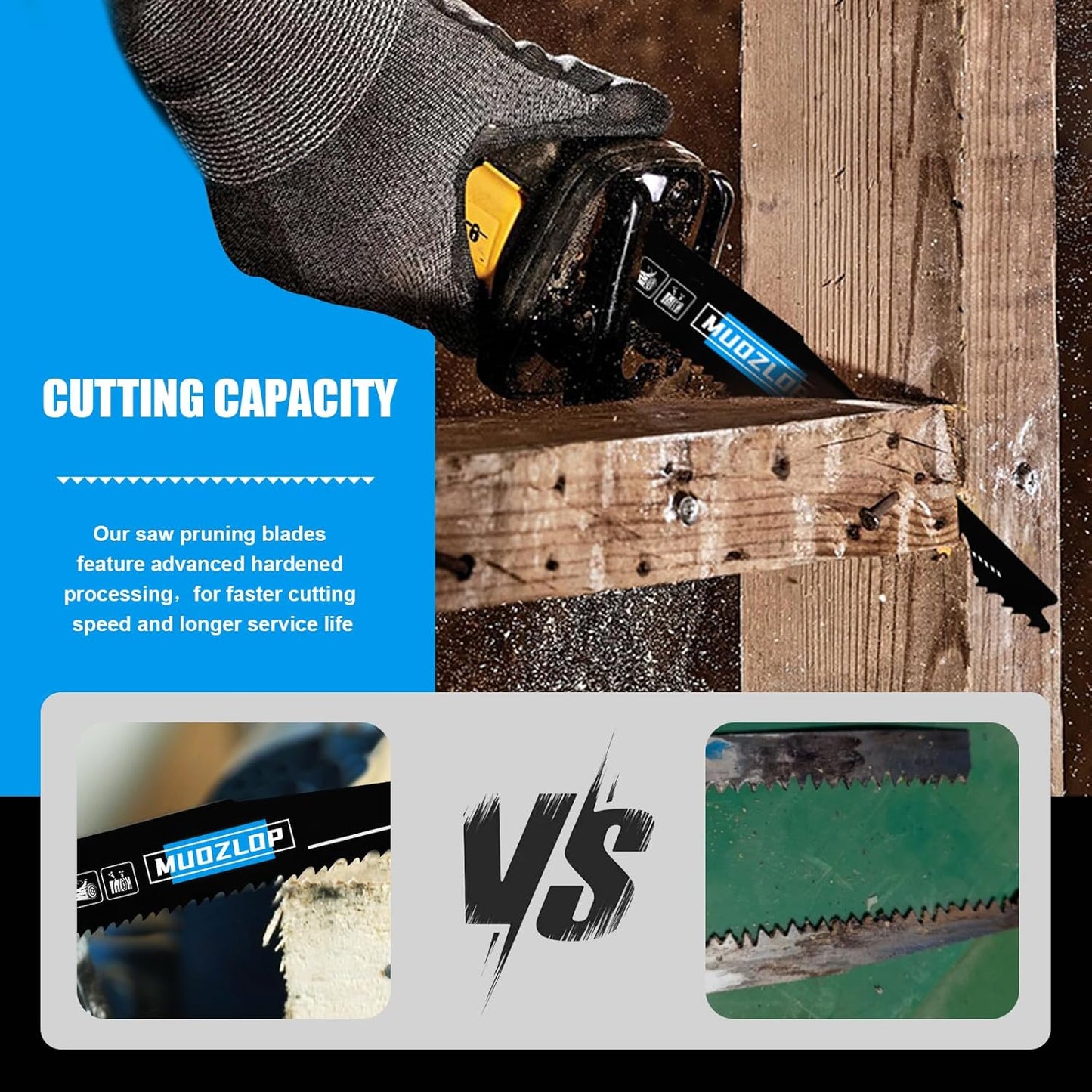 10 Pack 9 inch Reciprocating Saw Blades Set,6/12 TPI High Carbon Saw Blades, Woodcutting Saw Blades with Organizer Case (10, 6/12TPI/225mm)