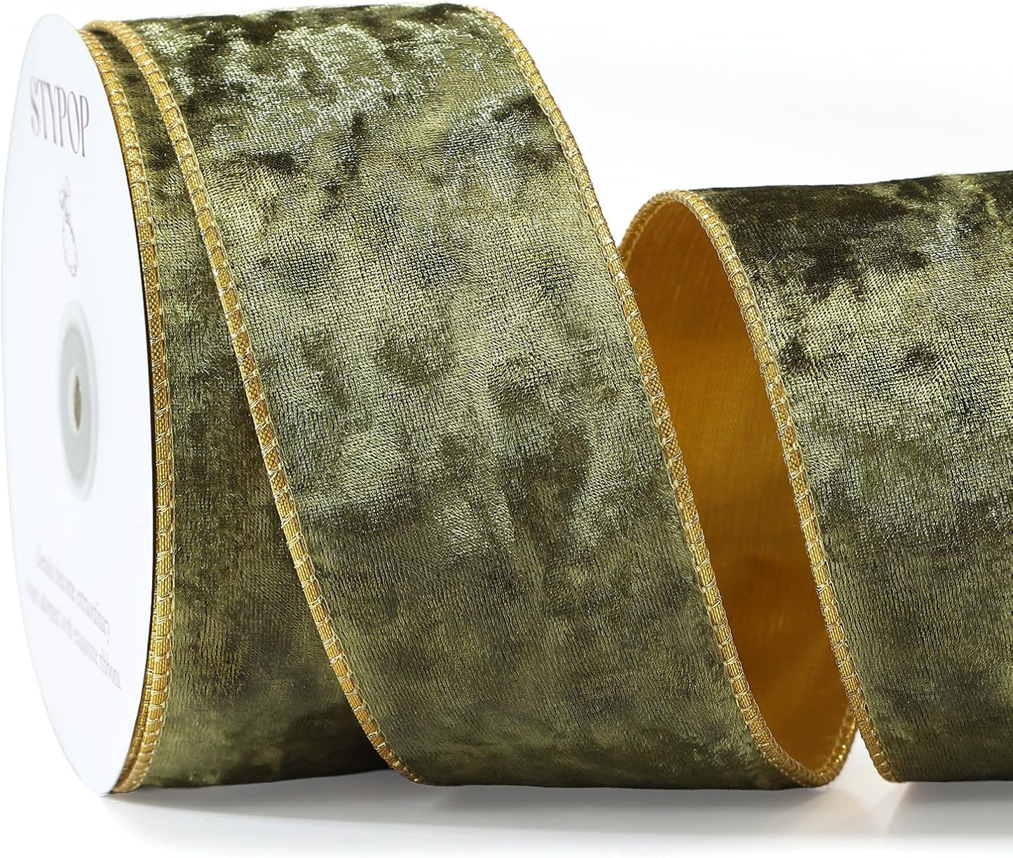 Olive Green Christmas Velvet Ribbon Wired (2.5" × 15 Yards) - Christmas Ribbon for Christmas Tree Decoration/Gift Wrapping/Crafts Wreaths Supplies