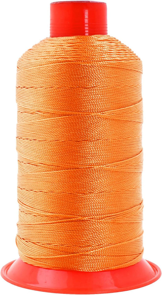 Mandala Crafts Bonded Nylon Thread Orange Heavy Duty Sewing Threads - 800 YDs Size 277 840D T270 Tex 270 Thread for Leather Jeans Weaving Outdoor Marine Upholstery Threads