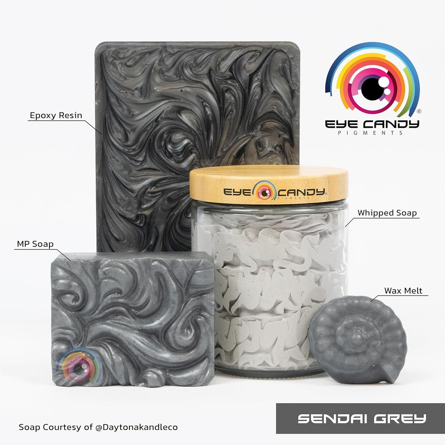 Eye Candy Pigments Premium Grey Mica Powder - Sendai Grey (25gr) - for Epoxy, Resin, Soap, Paint, Woodworking, Acrylic Pouring, Bath Bombs, Fishing Lures - DIY Arts and Crafts Additive