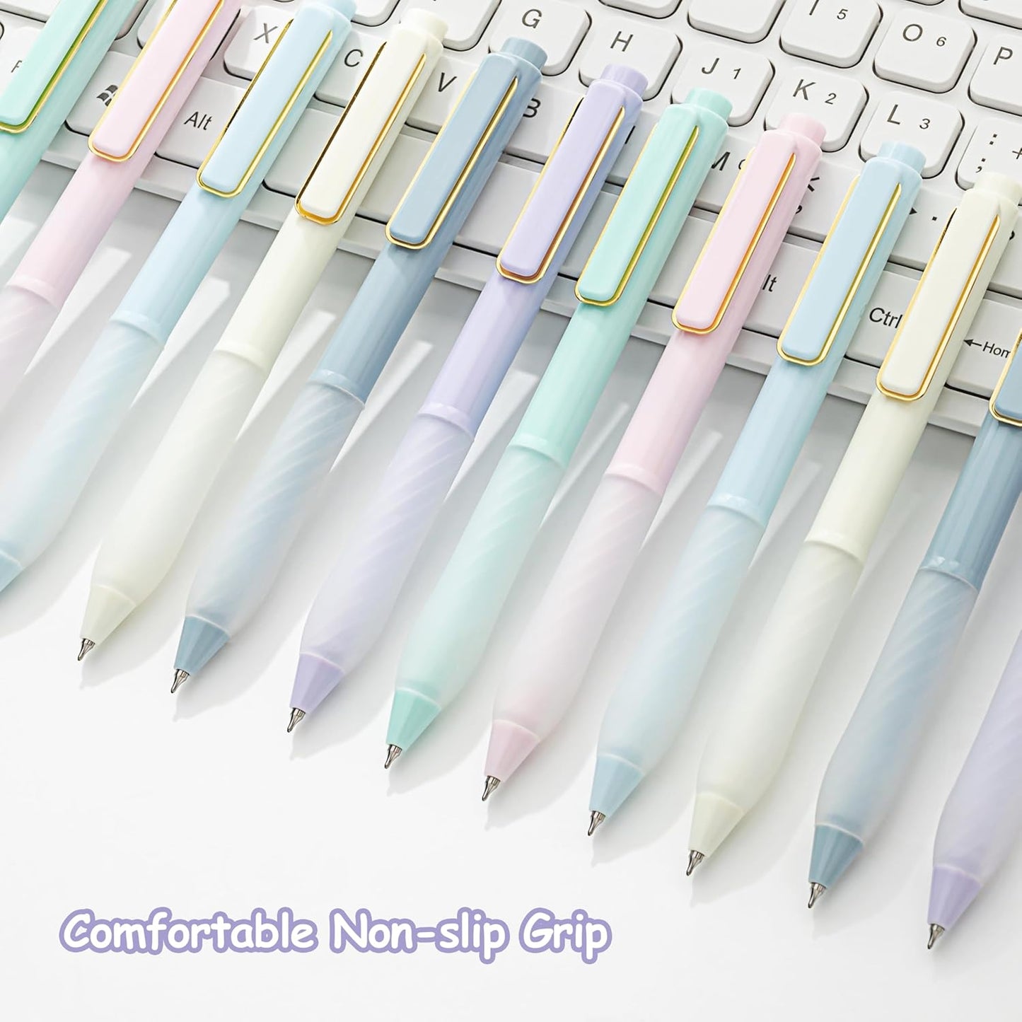 Gel Pens Black Ink Fine Point 0.5mm Retractable Cute Pen for Smooth Writing School Office Supplies (Gold 12-count)