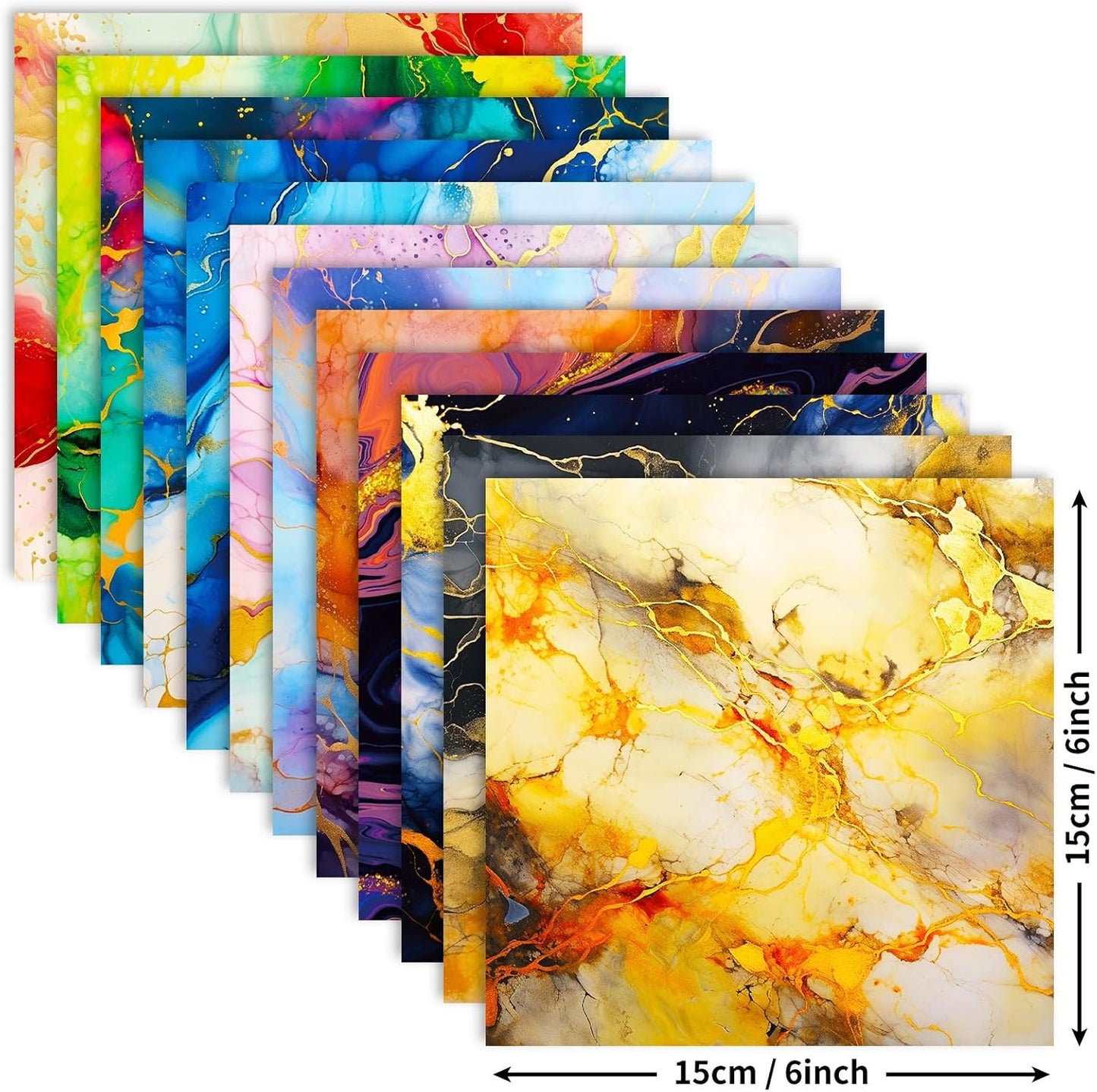 Marbled Scrapbook Paper Pad Color Marbled Patterned Paper 6×6,24 Sheets Single-Sided Scrapbooking CardStock Papers Pad for Holiday Cardmaking DIY Origami Journaling.