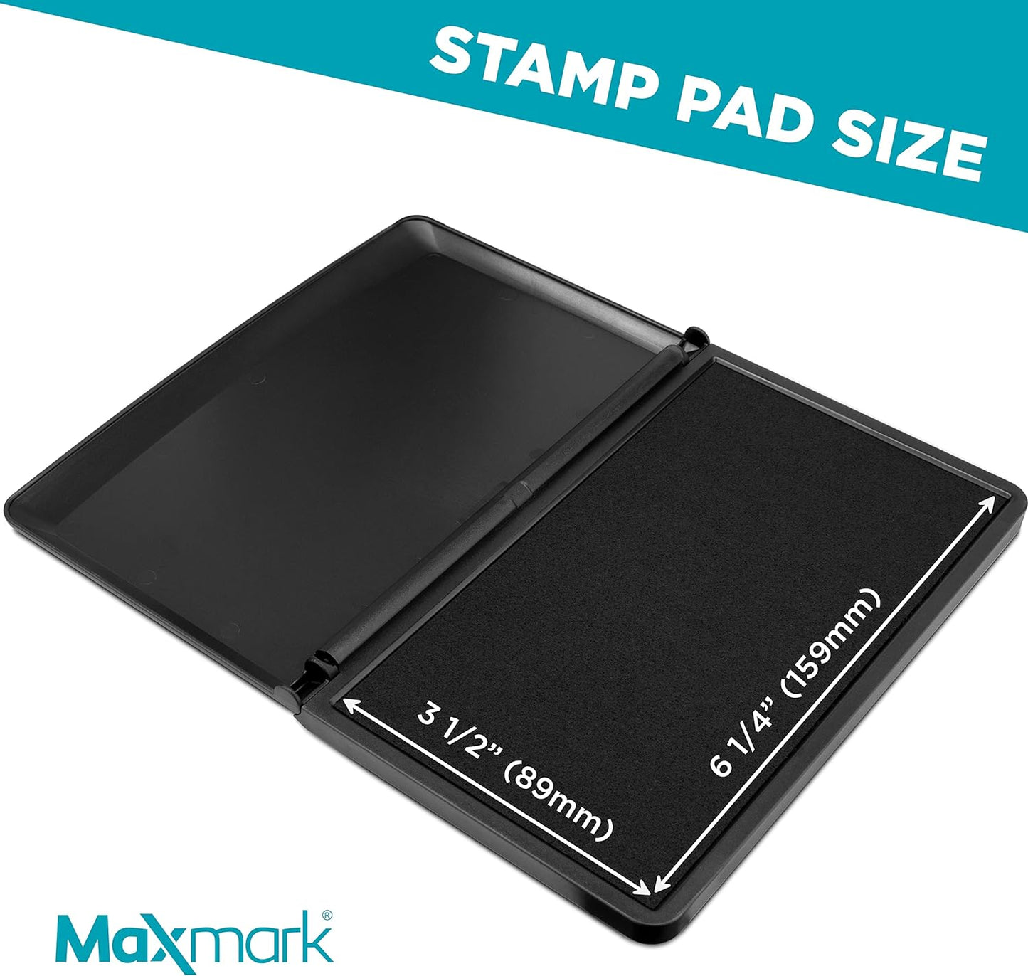 MaxMark Large Premium Black Ink Stamp Pad - 3.5" x 6.25" - Quality Felt Pad