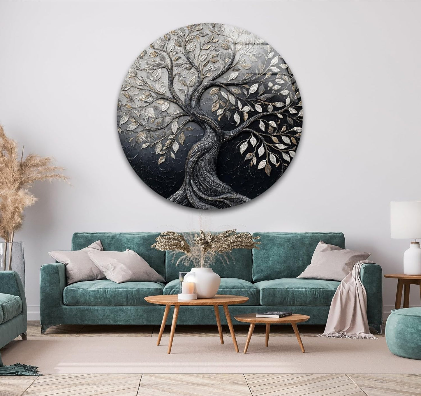 My Photostation.com 10''(25cm) Diameter Twilight Tree of Life Round Glass Wall Art Tempered Glass Printing Wall Decor Large Wall Art Wall Hangings
